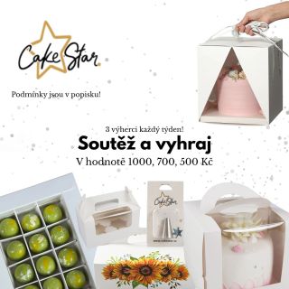 🎉 SOUTĚŽ! 🎉 Vyhraj nákup z e-shopu CakeStar v hodnotě: 🥇 1000 Kč 🥈 700 Kč 🥉 500 Kč Jak se zapojit? 🍰 Označ v komentáři...